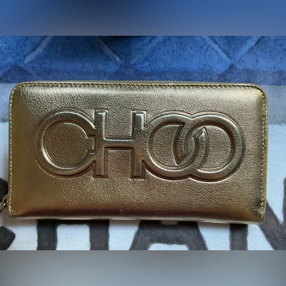 SOLD- Jimmy Choo Bettina Gold Zip Around Wallet - Picture 2 of 16